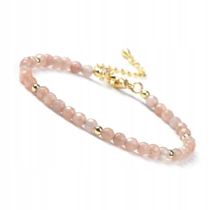 BRANSOLETKA DAMSKA ZAPINANA KAMIEŃ SŁONECZNY KAMIENIE NATURALNE + PUDEŁKO