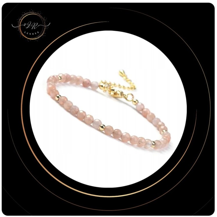 BRANSOLETKA DAMSKA ZAPINANA KAMIEŃ SŁONECZNY KAMIENIE NATURALNE + PUDEŁKO