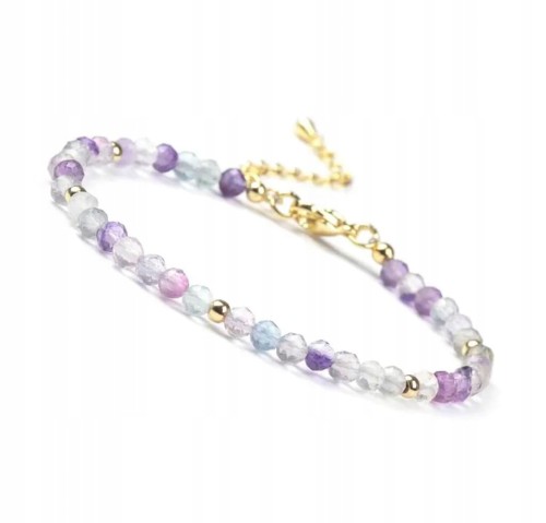 Bransoletka damska zapinana FLUORYT kamienie naturalne + pudełko