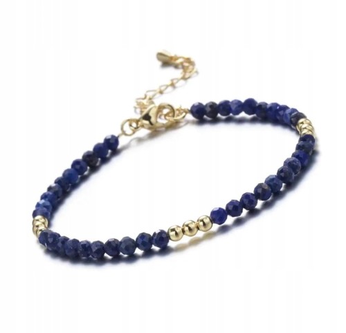 Bransoletka damska zapinana LAPIS LAZULI kamienie naturalne + pudełko