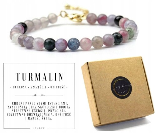 Bransoletka damska turmalin kamienie naturalne regulowana zapięcie