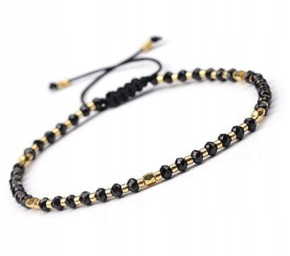BRANSOLETKA DAMSKA NA SZNURKU REGULOWANA NATURALNE KAMIENIE TURMALIN