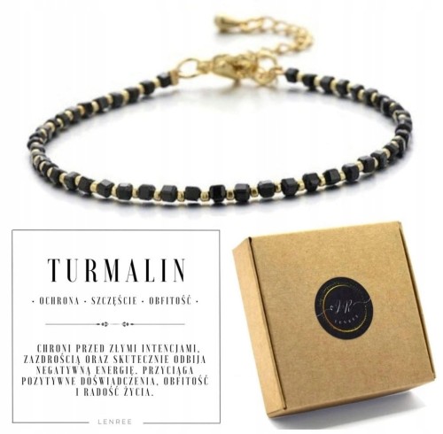 Bransoletka damska turmalin kamienie stal chirurgiczna regulowana złote