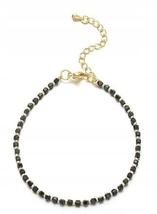 Bransoletka damska turmalin kamienie stal chirurgiczna regulowana złote