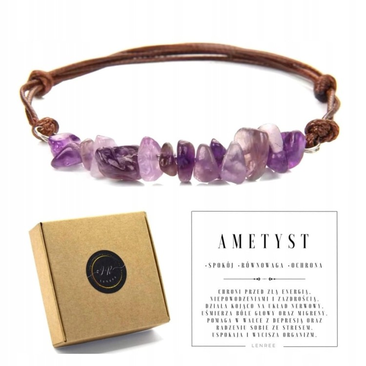 Bransoletka damska kamienie naturalne sieczka AMETYST