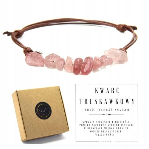 Bransoletka damska kamienie naturalne KWARC TRUSKAWKOWY