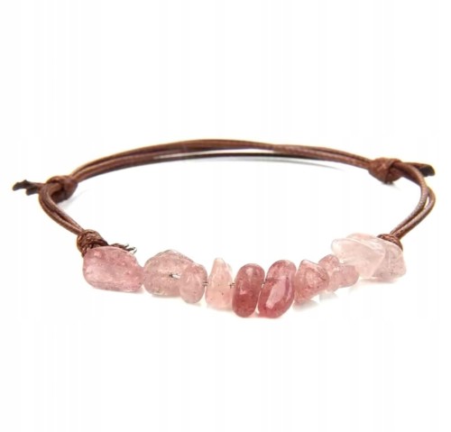 Bransoletka damska kamienie naturalne KWARC TRUSKAWKOWY