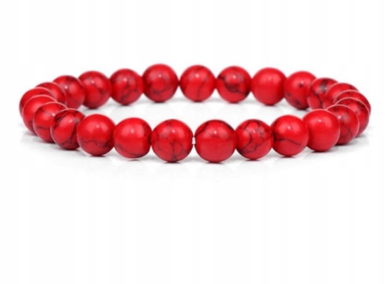 Bransoletka damska HOWLIT CZERWONY 8mm naturalny kamień spokój równowaga
