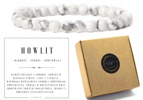 Bransoletka damska HOWLIT 6mm naturalny kamień spokój równowaga LENREE