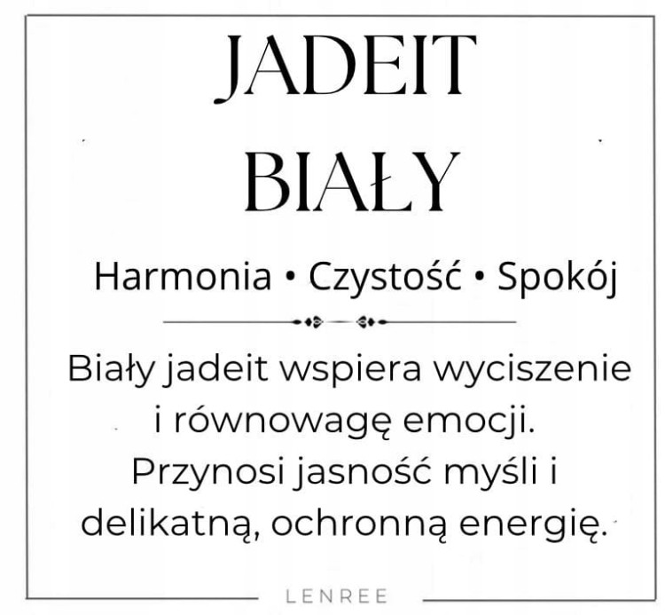 Bransoletka damska JADEIT BIAŁY6mm harmonia spokój energia LENREE