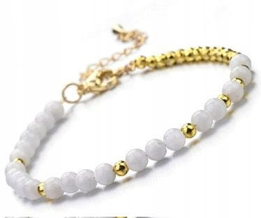 Bransoletka damska kamień księżycowy hematyt kamienie naturalne regulowana