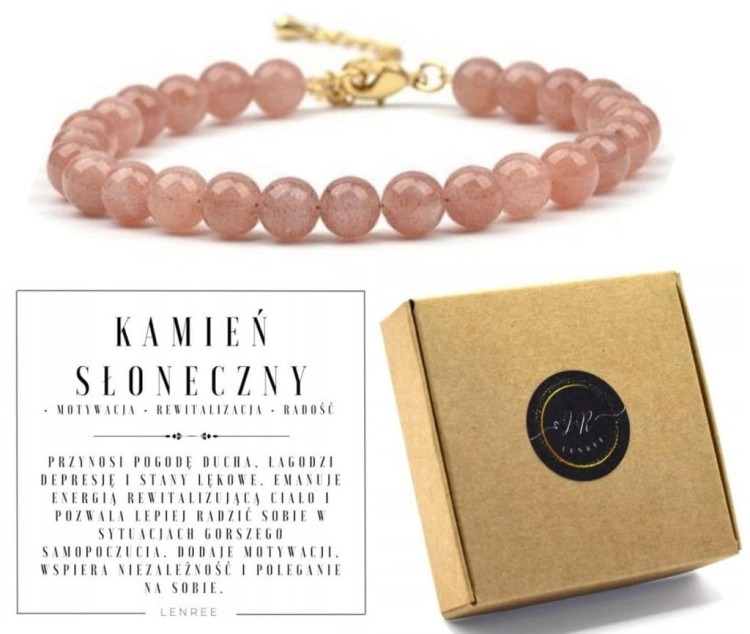 Bransoletka damska kamień słoneczny kamienie naturalne regulowana