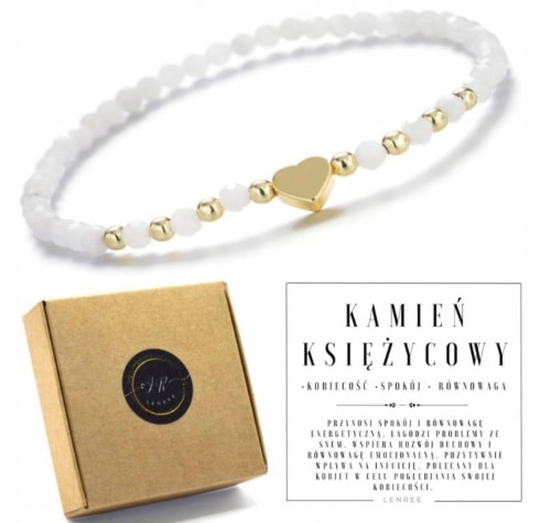 Bransoletka damska Kamień księżycowy serce kamienie naturalne