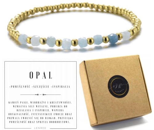 Bransoletka opal naturalny hematyt złoty pomyślność prezent
