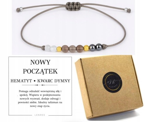 Bransoletka nowy początek hematyt kwarc dymny LENREE
