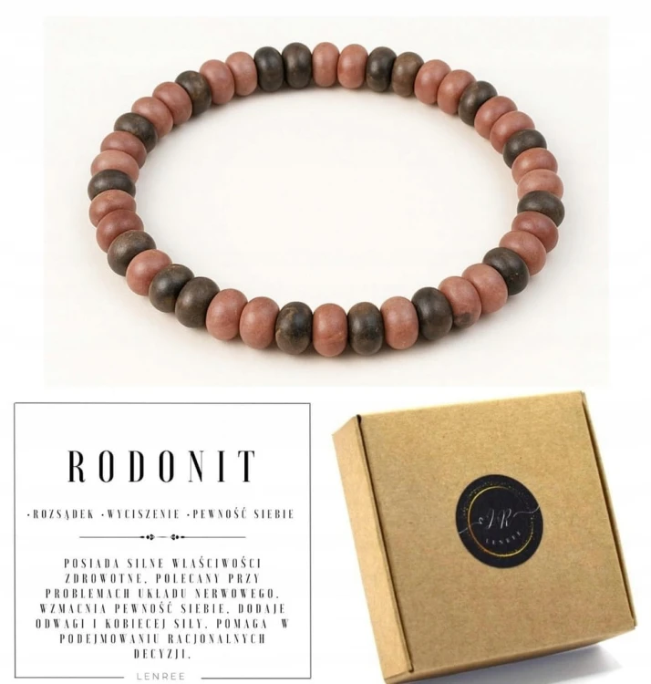 Bransoletka rodonit owalny 4x3mm równowaga spokój LENREE