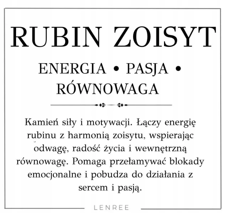 Bransoletka rubin zoisyt 6mm naturalny kamień energia i pasja LENREE