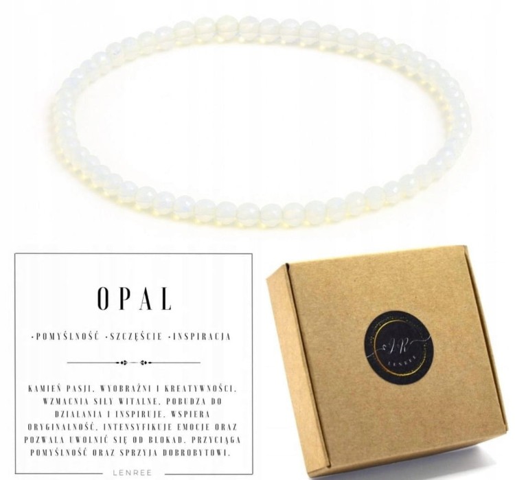 Bransoletka opal naturalny 4mm kamień szczęście pomyślność LENREE