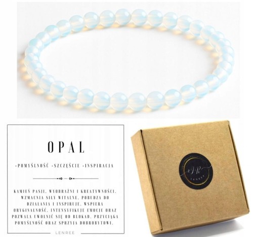 Bransoletka opal naturalny 6mm kamień inspiracja szczęście LENREE