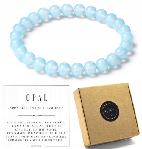 Bransoletka opal naturalny 8mm kamień szczęście inspiracja LENREE