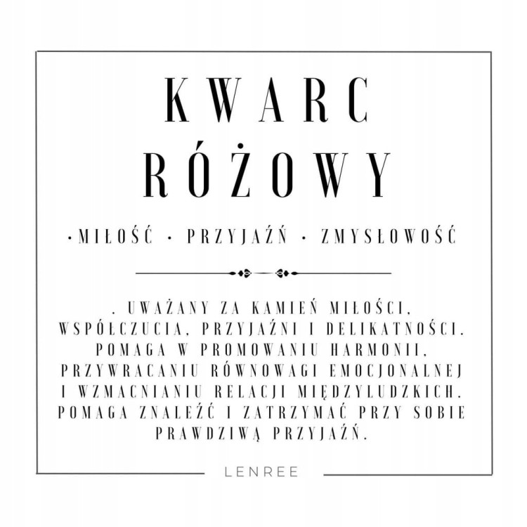 Bransoletka na sznurku SERCE kamienie naturalne KWARRC RÓŻOWY + pudełko