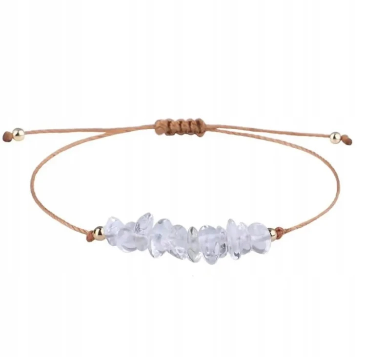 Bransoletka na sznurku talizman KWARC RÓŻOWY kamienie naturalne + pudełko