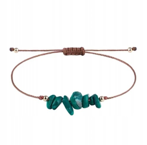 Bransoletka na sznurku MALACHIT talizman ochronny kamienie + pudełko