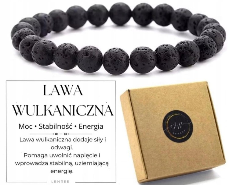 Bransoletka LAWA WULKANICZNA 8mm moc energia stabilność LENREE