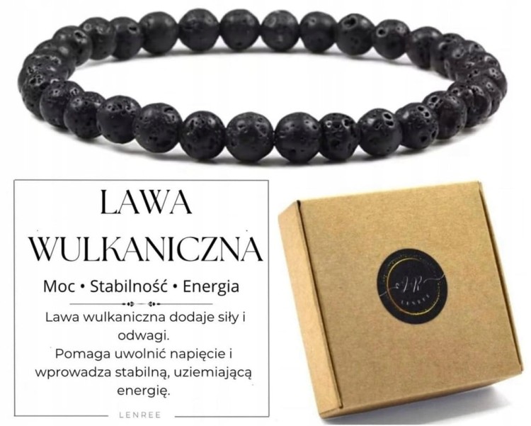 Bransoletka LAWA WULKANICZNA 6mm moc energia stabilność LENREE