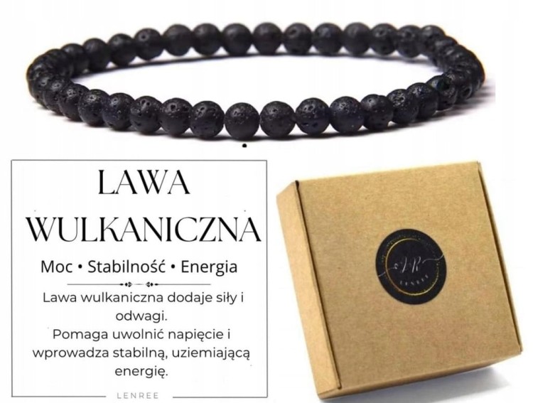 Bransoletka LAWA WULKANICZNA 4mm energia moc stabilność LENREE