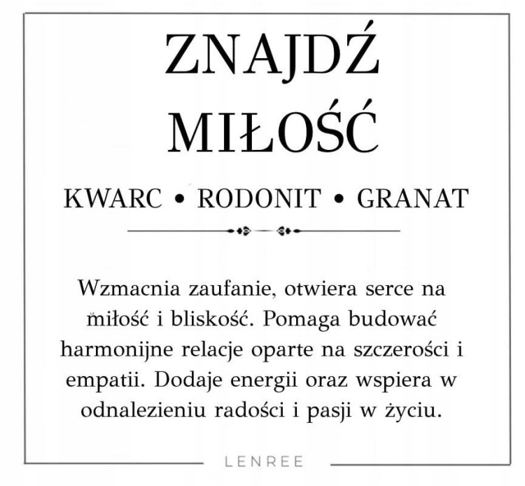 Bransoletka miłość kwarc rodonit granat LENREE
