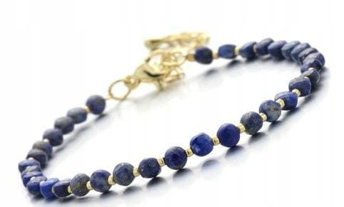 Bransoletka LAPIS LAZULI regulowana naturalne kamienie złota LENREE