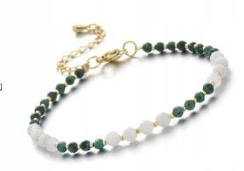 Bransoletka MALACHIT KAMIEŃ KSIĘŻYCOWY naturalne kamienie złota LENREE