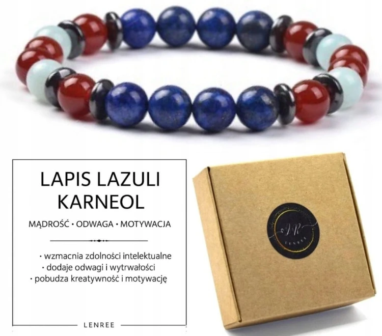 Bransoletka Lapis Lazuli Karneol – motywacja, odwaga, prezent