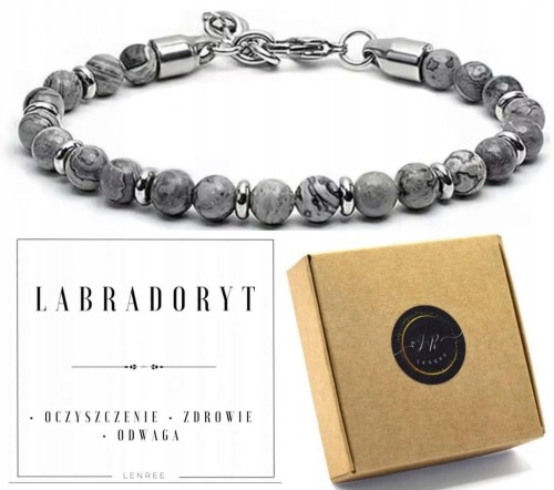 Bransoletka LABRADORYT regulowana stal naturalne kamienie LENREE