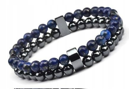 Bransoletka LAPIS LAZULI hematyt naturalne kamienie LENREE