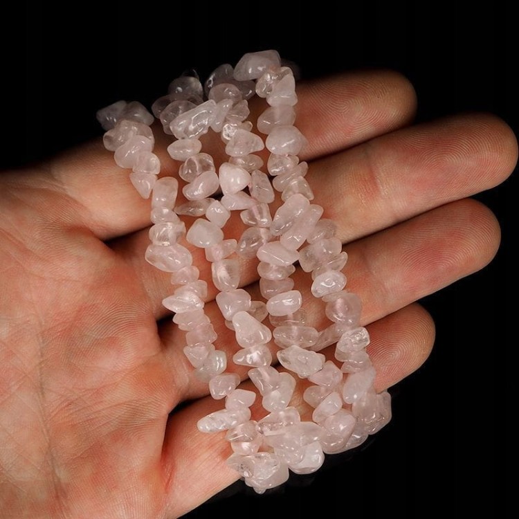 Bransoletka KWARC RÓŻOWY - SIECZKA - JELLY PINK - kamienie naturalne