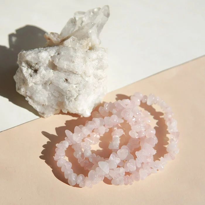 Bransoletka KWARC RÓŻOWY - SIECZKA - JELLY PINK - kamienie naturalne