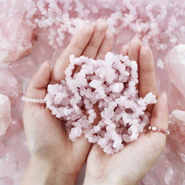 Bransoletka KWARC RÓŻOWY - SIECZKA - JELLY PINK - kamienie naturalne