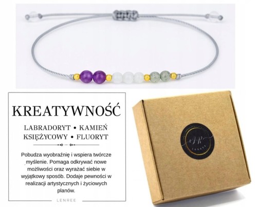 Bransoletka kreatywność labradoryt fluoryt kamień księżycowy LENREE