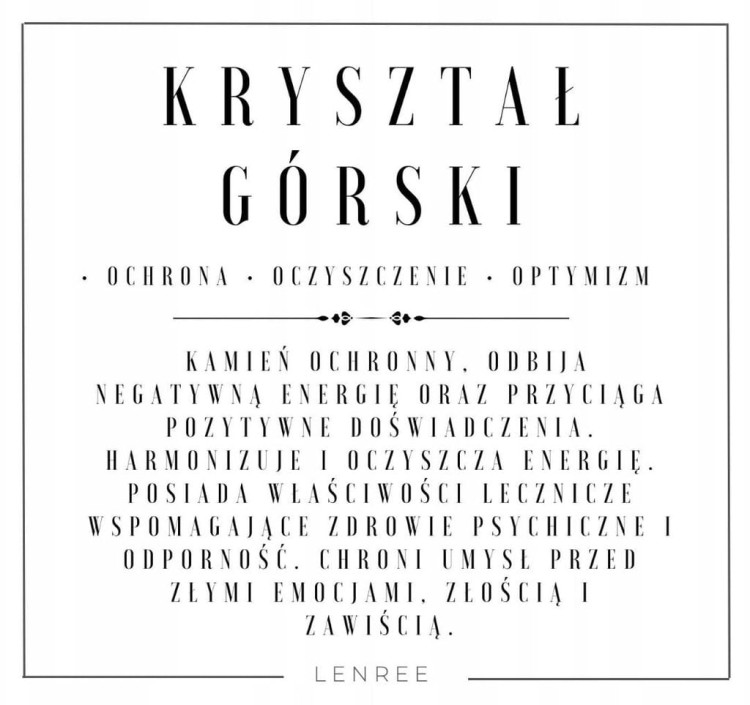 Bransoletka KRYSZTAŁ GÓRSKI naturalne kamienie energia LENREE