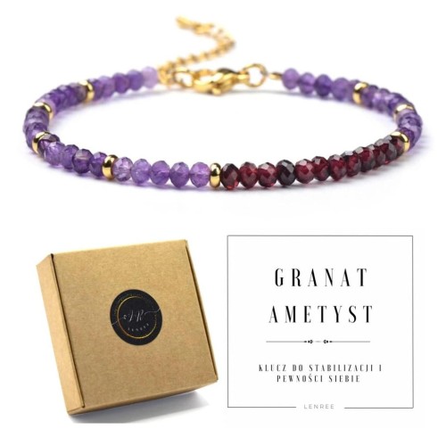 Bransoletka kamienie naturalne AWENTURYN NIEBIESKI TURMALIN TĘCZOWY+pudełko