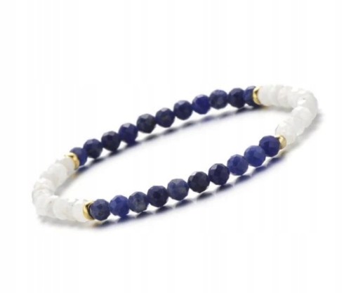 Bransoletka KAMIEŃ KSIĘŻYCOWY LAPIS LAZULI kamienie naturalne + pudełko