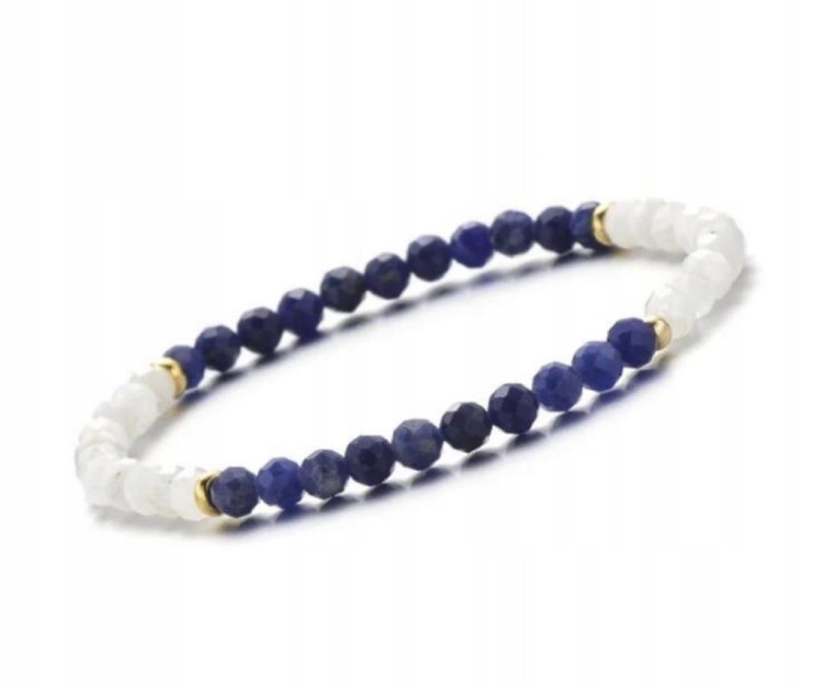 Bransoletka KAMIEŃ KSIĘŻYCOWY LAPIS LAZULI kamienie naturalne + pudełko
