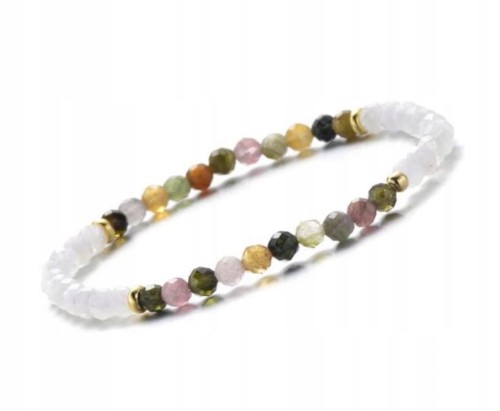 Bransoletka KAMIEŃ KSIĘŻYCOWY TURMALIN TĘCZOWY kamienie naturalne + pudełko