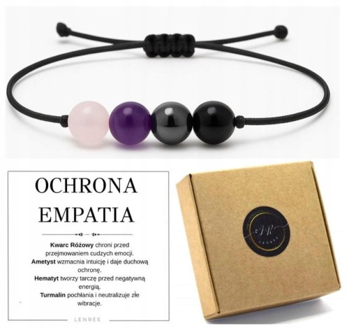 Bransoletka kamienie naturalne empatia ochrona ametyst turmalin