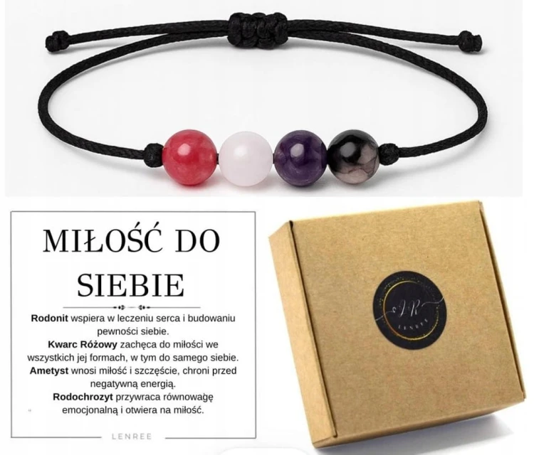 Bransoletka kamienie naturalne miłość do siebie kwarc ametyst
