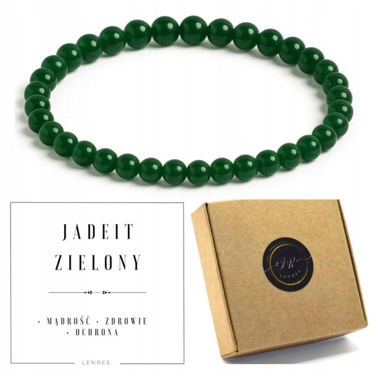 Bransoletka jadeit zielony 4mm naturalny kamień ochrona LENREE