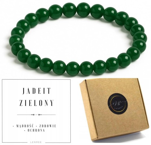 Bransoletka jadeit zielony 8mm naturalny kamień ochrona LENREE