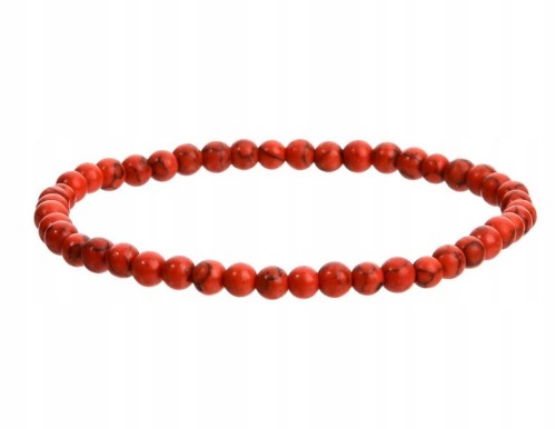 Bransoletka HOWLIT CZERWONY 4mm naturalny kamień spokój równowaga energia